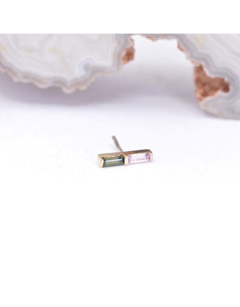 BVLA Rosalia with Green Tourmaline and Light Pink Sapphire in 14k Yellow Gold Threadless End by BVLA!