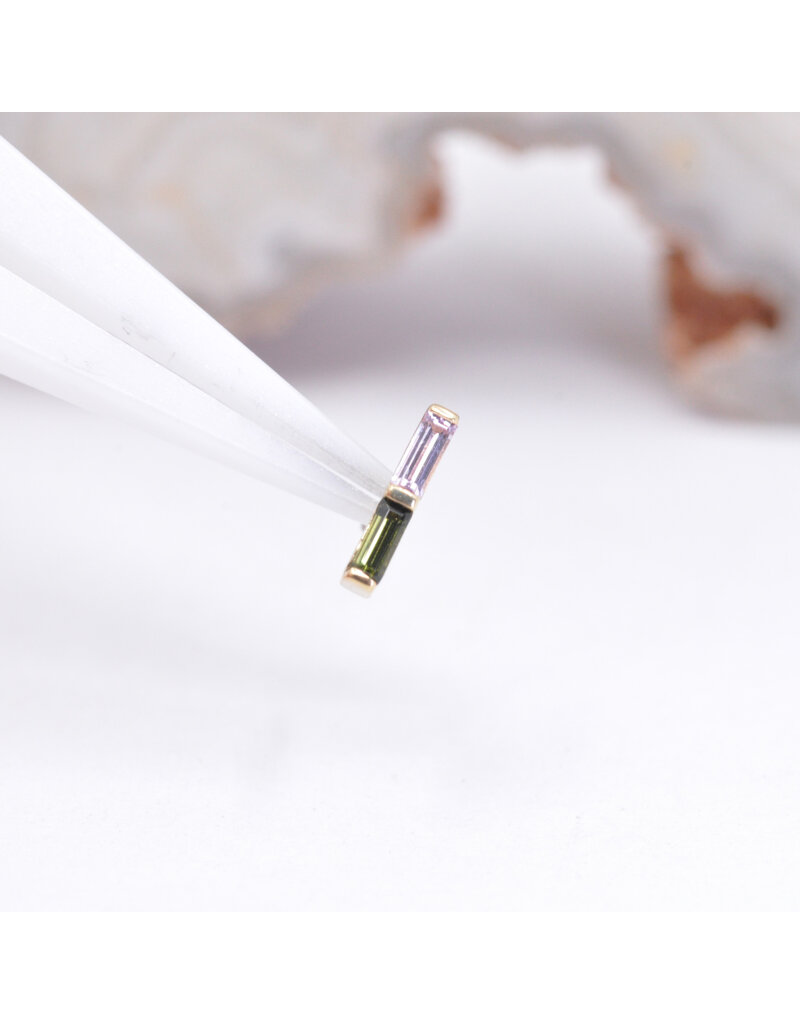 BVLA Rosalia with Green Tourmaline and Light Pink Sapphire in 14k Yellow Gold Threadless End by BVLA!
