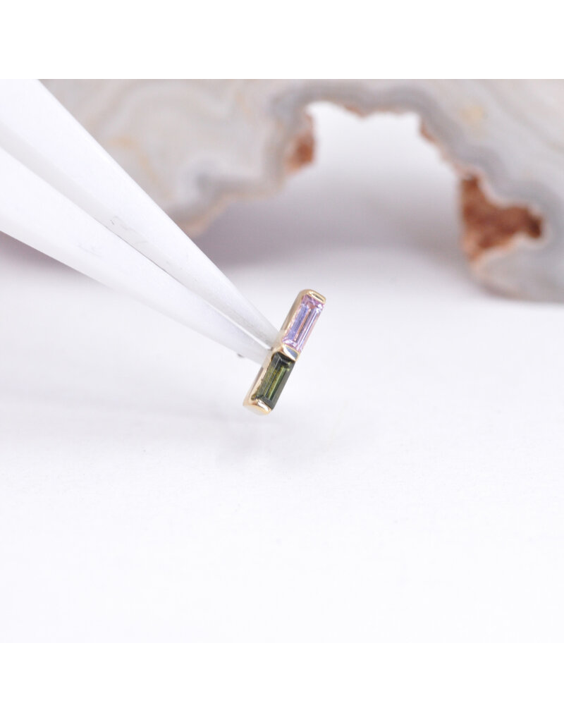 BVLA Rosalia with Green Tourmaline and Light Pink Sapphire in 14k Yellow Gold Threadless End by BVLA!