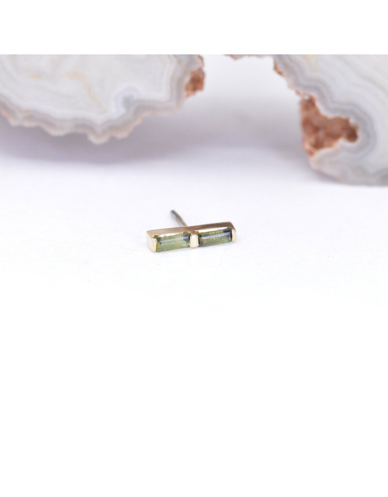 BVLA Rosalia with Grade AA Green Tourmaline in 14k Yellow Gold Threadless End by BVLA!