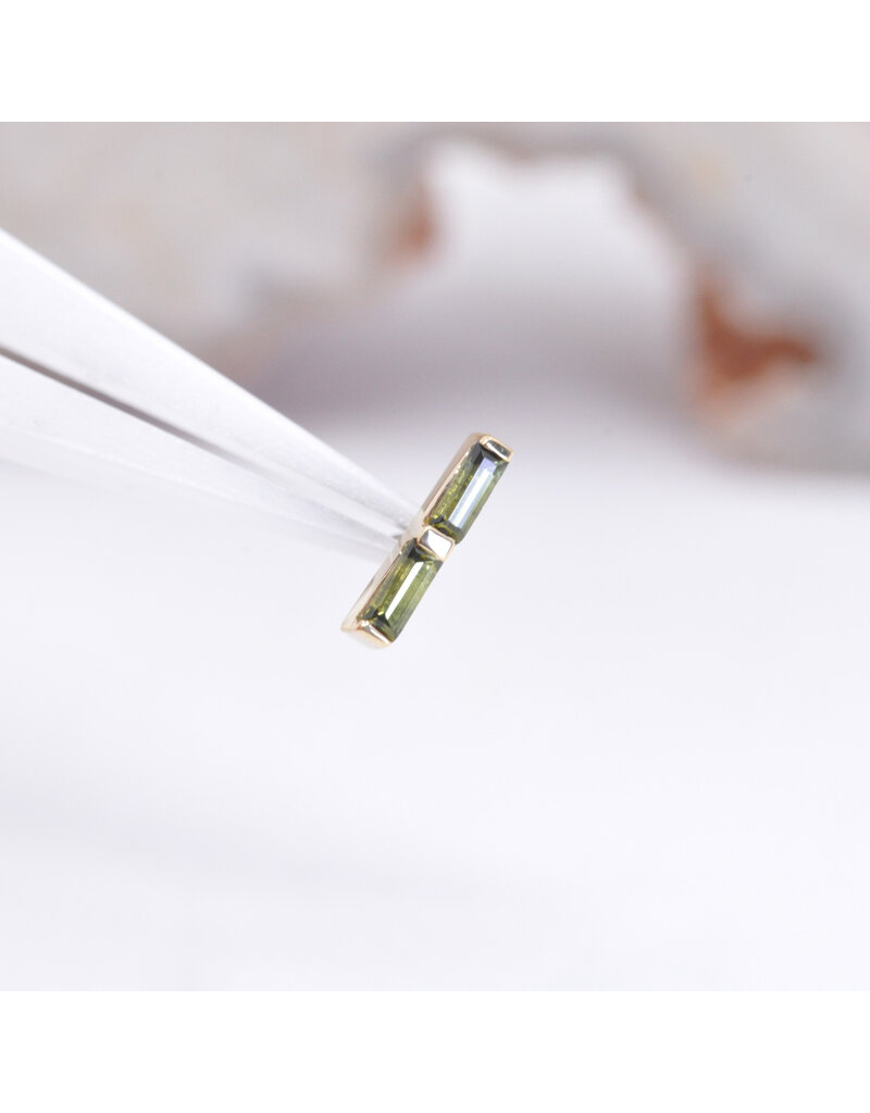 BVLA Rosalia with Grade AA Green Tourmaline in 14k Yellow Gold Threadless End by BVLA!