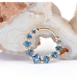 BVLA Graduating Tiffany London Blue Yellow Gold 16g 3/8" Clicker Ring