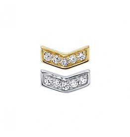 BVLA Chevron Threadless End 14k White Gold CZ