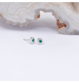 BVLA 2.5mm Pave Circle Emerald White Gold Threadless Ends