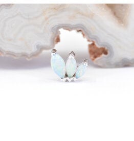 BVLA French Kiss left 16g Threaded End 14k White Gold White Opal AAA