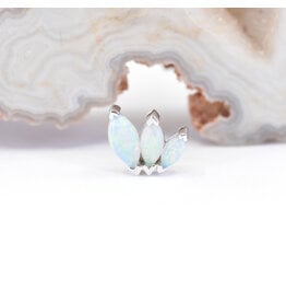 BVLA French Kiss White Opal White Gold 16g Threaded End