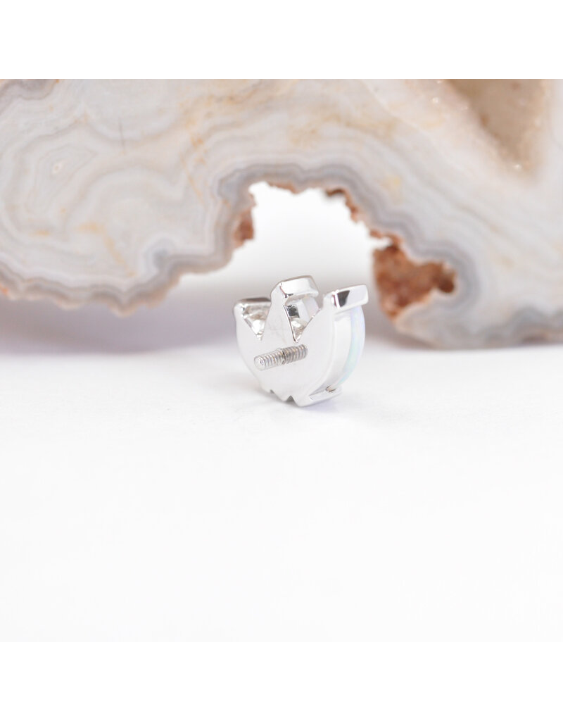 BVLA Left Facing French Kiss with Grade AAA Genuine Opals in 14k White Gold 16g Threaded End by BVLA!