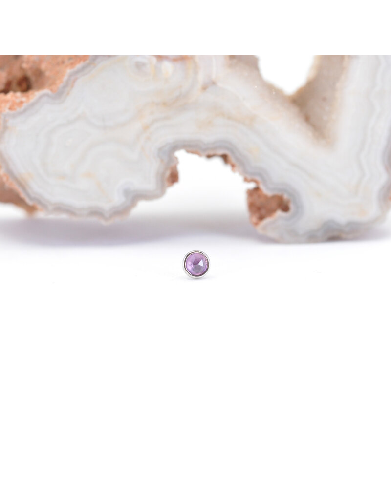 BVLA 2mm Cup with Rose Cut Grade AA Rhodolite Garnet in 14k White Gold Threadless Ends