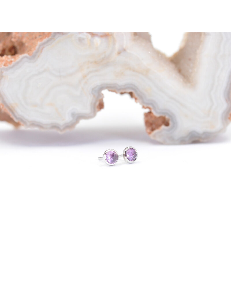 BVLA 2mm Cup with Rose Cut Grade AA Rhodolite Garnet in 14k White Gold Threadless Ends