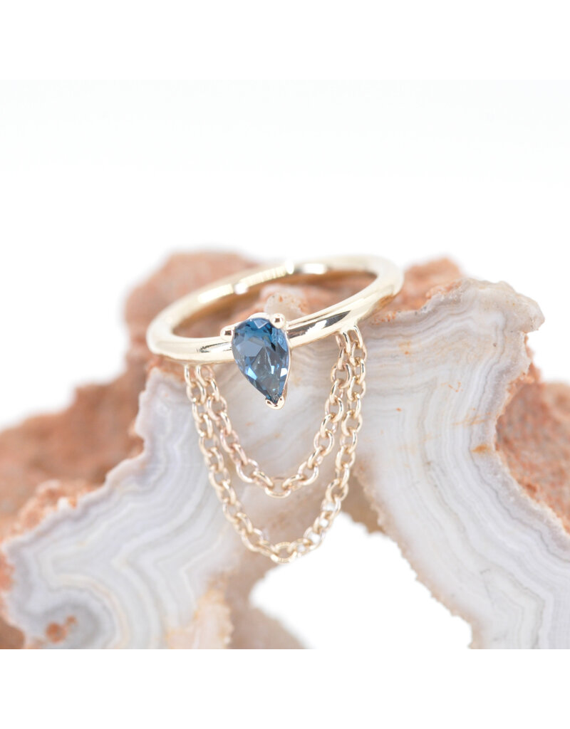 BVLA 16g 3/8" Call me! with London Blue Topaz in 14k Yellow Gold Seam Ring by BVLA