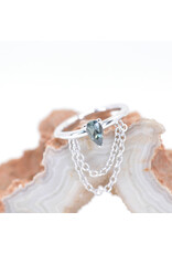 BVLA 16g 3/8" Call me! with Grey Sapphire in 14k White Gold Seam Ring by BVLA