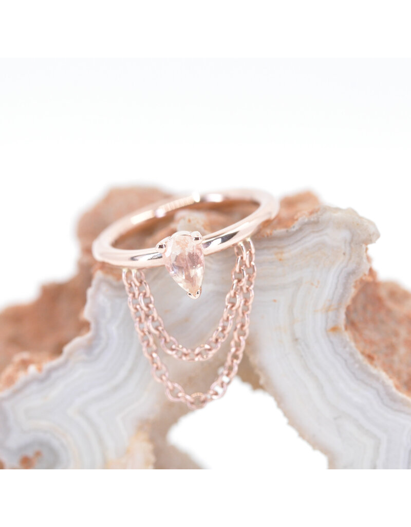 BVLA 16g 3/8" Call me! with Oregon Sunstone in 14k Rose Gold Seam Ring by BVLA