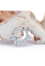 BVLA 16g 5/16" Alpha with Rose Cut Labradorite & Cyan CZ in 14k White Gold Clicker Ring by BVLA!