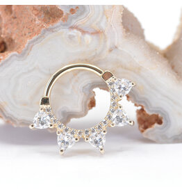 BVLA Alpha CZ Yellow Gold 16g 3/8" Clicker Ring