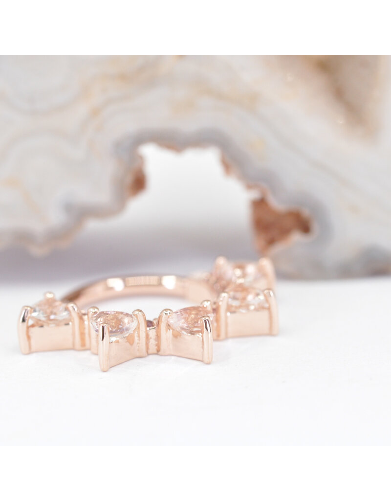 BVLA 16g 3/8" Alpha Clicker Ring with Oregon Sunstones and Rhodolite Garnets in 14k Rose Gold by BVLA!