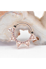 BVLA 16g 3/8" Alpha Clicker Ring with Oregon Sunstones and Rhodolite Garnets in 14k Rose Gold by BVLA!