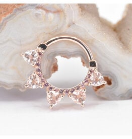 BVLA Alpha Sunstone & Champagne Sapphire Rose Gold 16g 3/8" Clicker Ring
