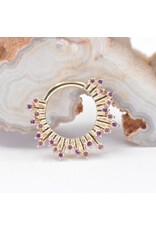 BVLA 16g 11/32" Frozen Clicker Ring with Champagne Sapphires and Rhodolite Garnets in 14k Yellow Gold by BVLA!