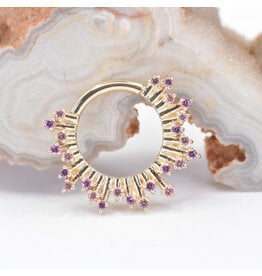 BVLA Frozen Champagne Sapphire & Rhodolite Yellow Gold 16g 11/32" Clicker Ring