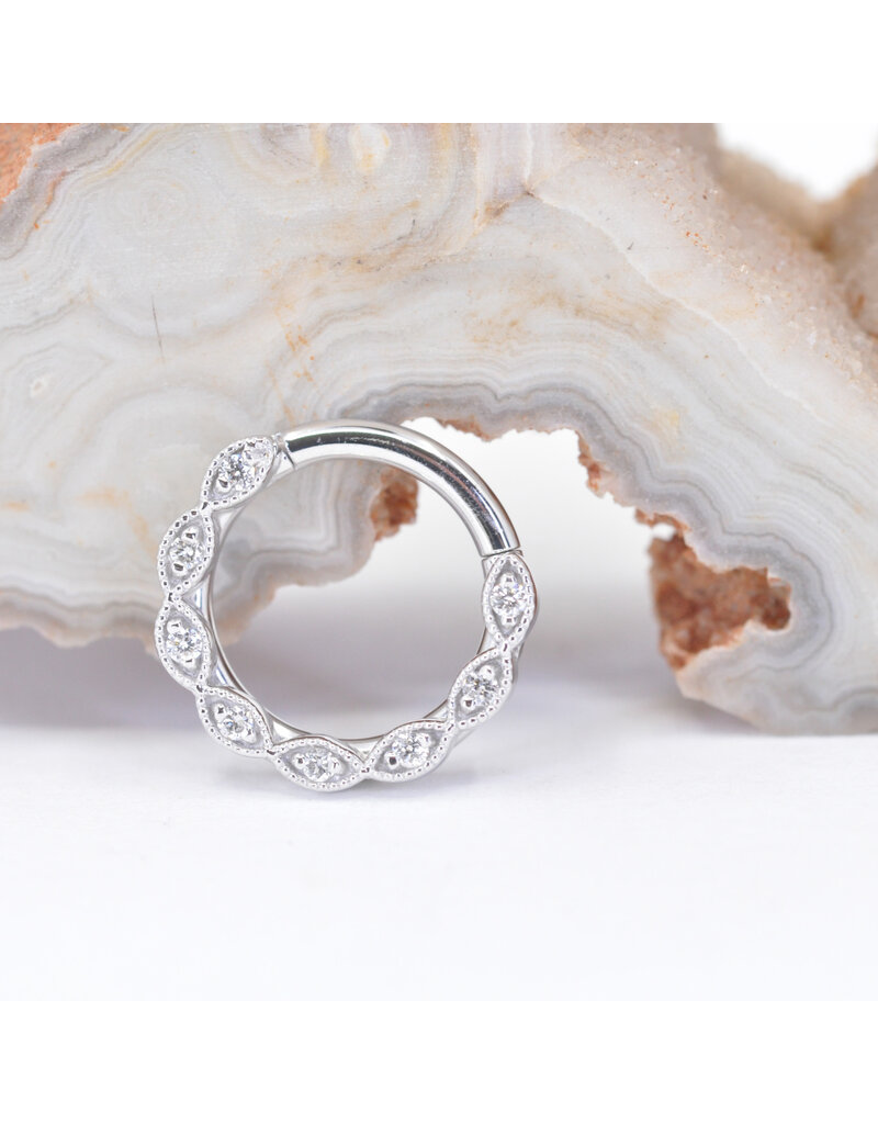 BVLA 16g 5/16" Violet Clicker Ring with Genuine VS Diamonds in 14k White Gold by BVLA!