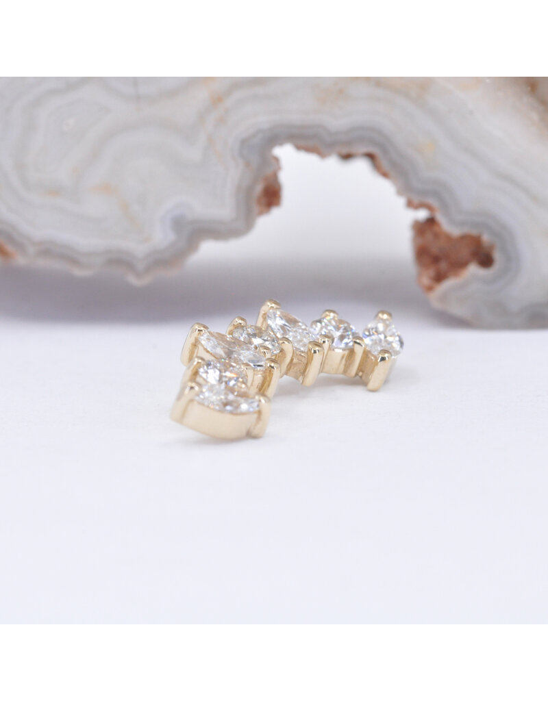 BVLA Sara with Genuine VS Diamonds in 14k Yellow Gold 16g Threaded End by BVLA!