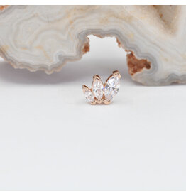 BVLA French Kiss right 16g Threaded End 14k Rose Gold CZ