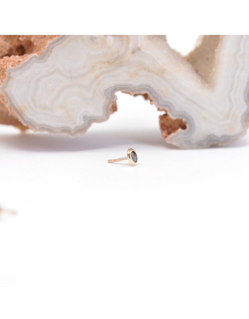 BVLA 2mm Cup with Rose Cut Black Diamond in 14k Yellow Gold Threadless Ends by BVLA!