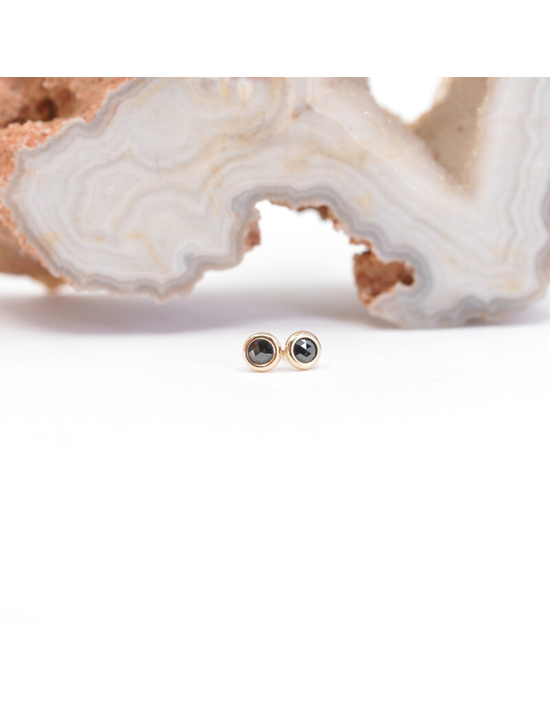 BVLA 2mm Cup with Rose Cut Black Diamond in 14k Yellow Gold Threadless Ends by BVLA!