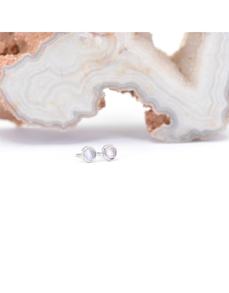 BVLA 2mm Cup with Rose Cut Chalcedony in 14k White Gold Threadless Ends by BVLA!