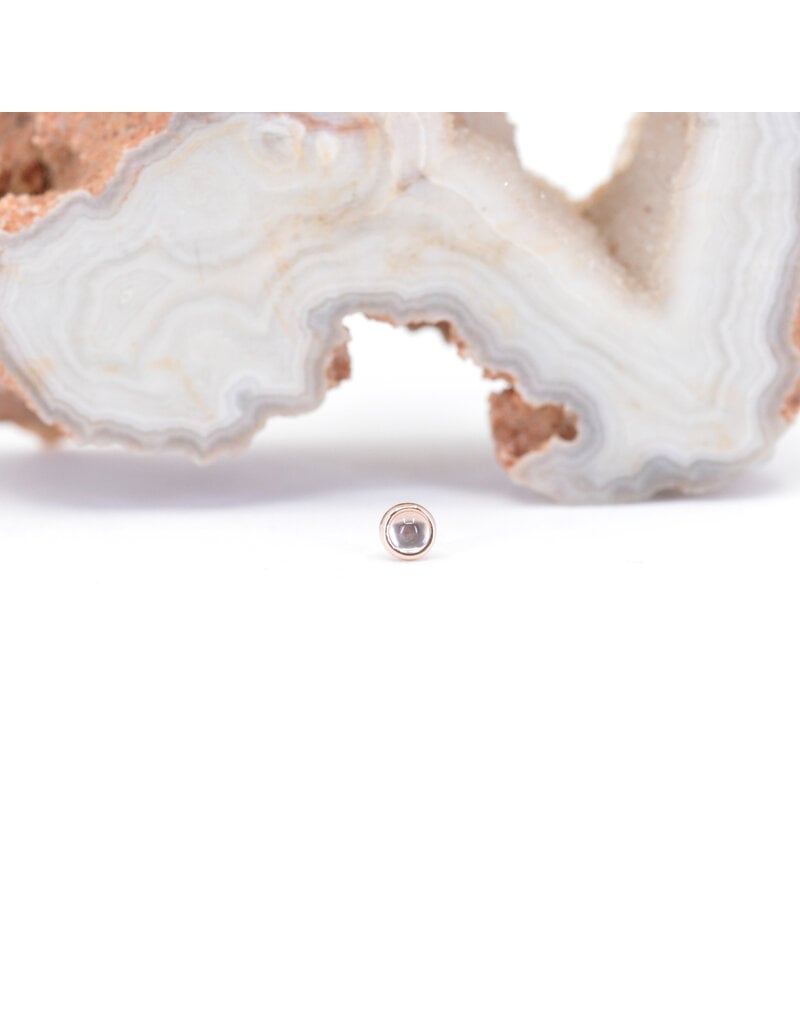 BVLA 2mm Cup with Rose Quartz Cabochon in 14k Rose Gold Threadless Ends by BVLA!