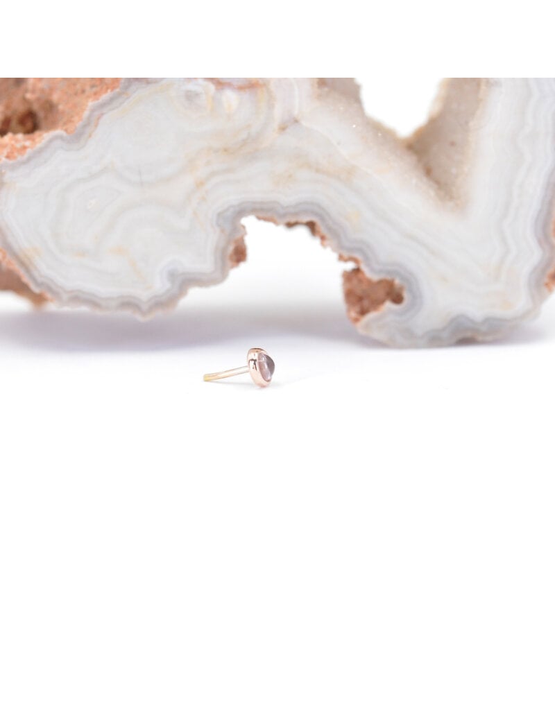 BVLA 2mm Cup with Rose Quartz Cabochon in 14k Rose Gold Threadless Ends by BVLA!