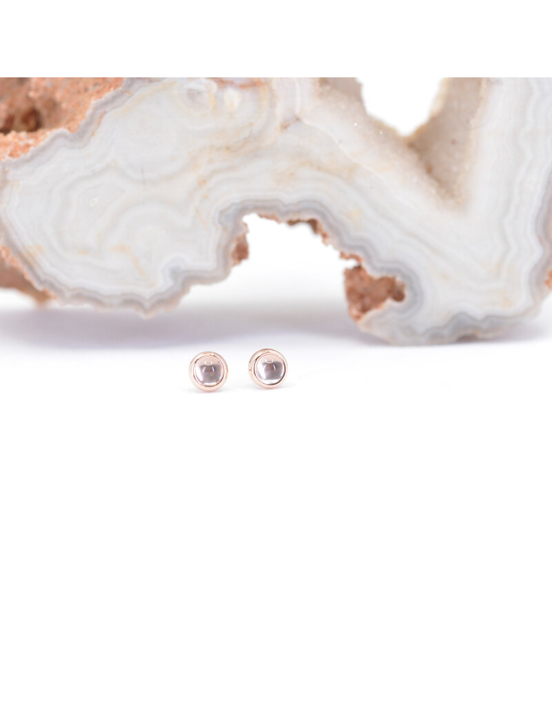 BVLA 2mm Cup with Rose Quartz Cabochon in 14k Rose Gold Threadless Ends by BVLA!
