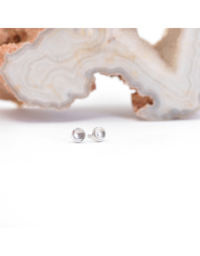 BVLA 2mm Cup with Rose Quartz Cabochon in 14k White Gold Threadless Ends by BVLA!