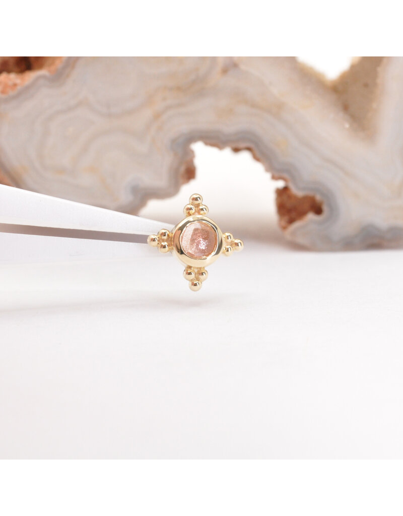 BVLA 6mm Mini Kandy with Rose Cut Oregon Sunstone in 14k Yellow Gold 16g Threaded Ends by BVLA!