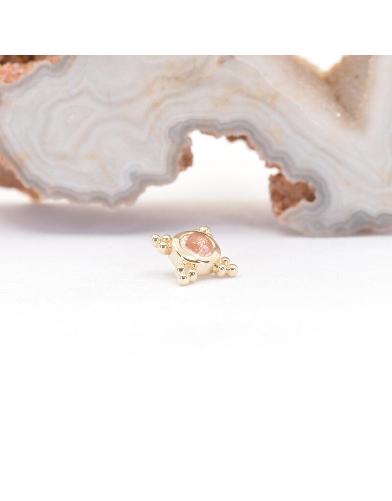 BVLA 6mm Mini Kandy with Rose Cut Oregon Sunstone in 14k Yellow Gold 16g Threaded Ends by BVLA!
