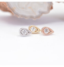BVLA Pear Harlequin Diamond 14k Gold Threadless Ends
