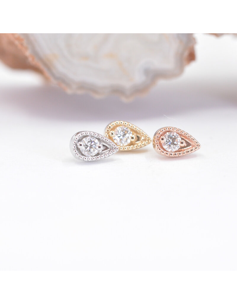 BVLA Pear Harlequin with Diamond in 14k Gold Threadless Ends by BVLA!