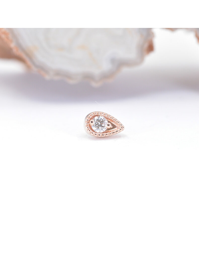 BVLA Pear Harlequin with Diamond in 14k Gold Threadless Ends by BVLA!