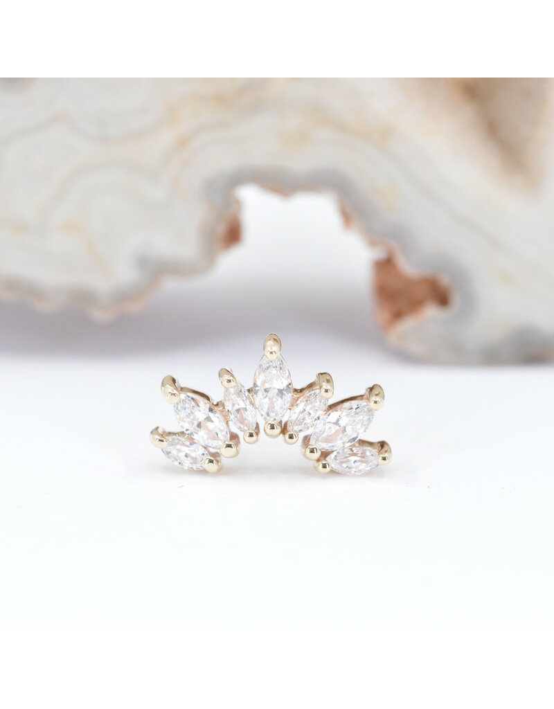 BVLA Athena with CZ in 14k Yellow Gold 16g Threaded End by BVLA!