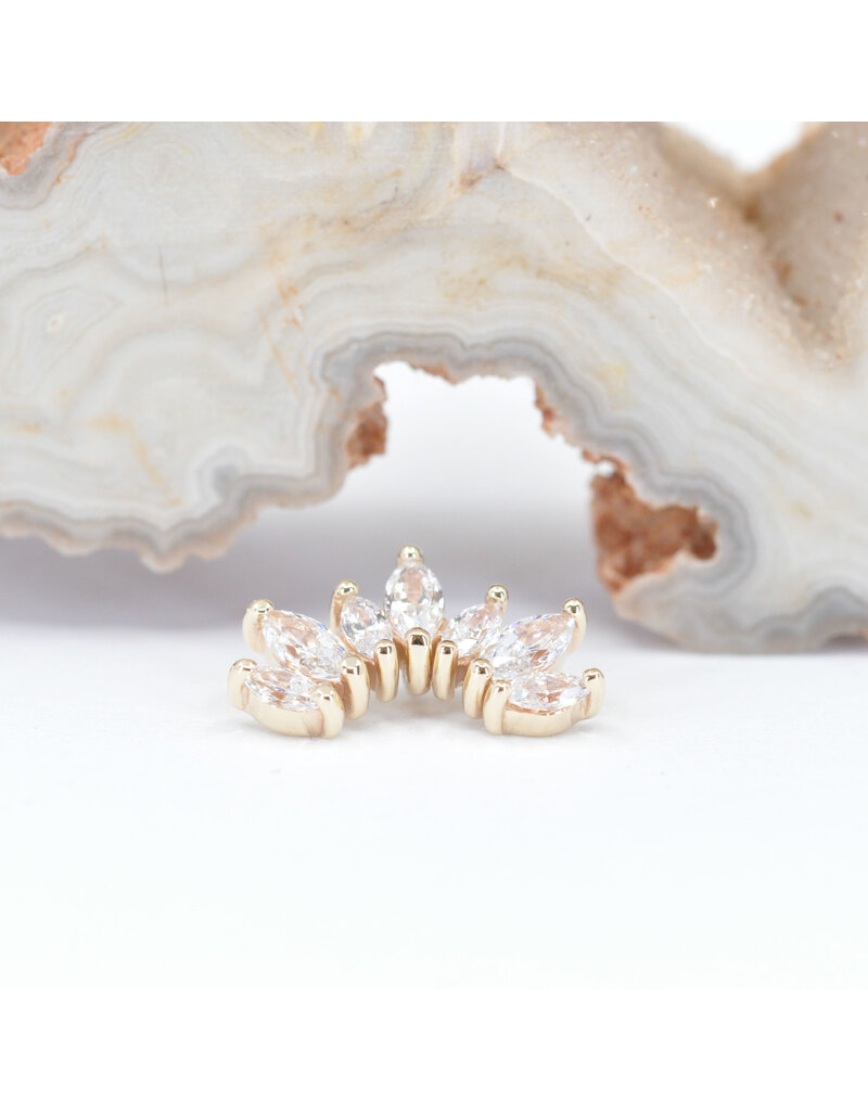 BVLA Athena with CZ in 14k Yellow Gold 16g Threaded End by BVLA!