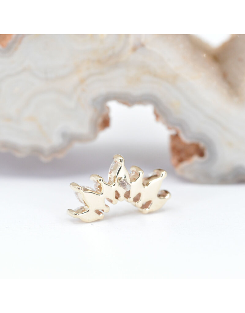 BVLA Athena with CZ in 14k Yellow Gold 16g Threaded End by BVLA!