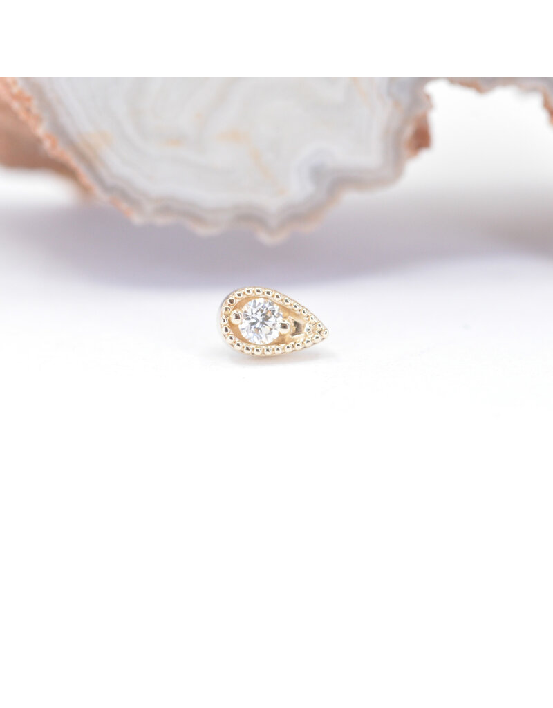 BVLA Pear Harlequin with Diamond in 14k Gold Threadless Ends by BVLA!