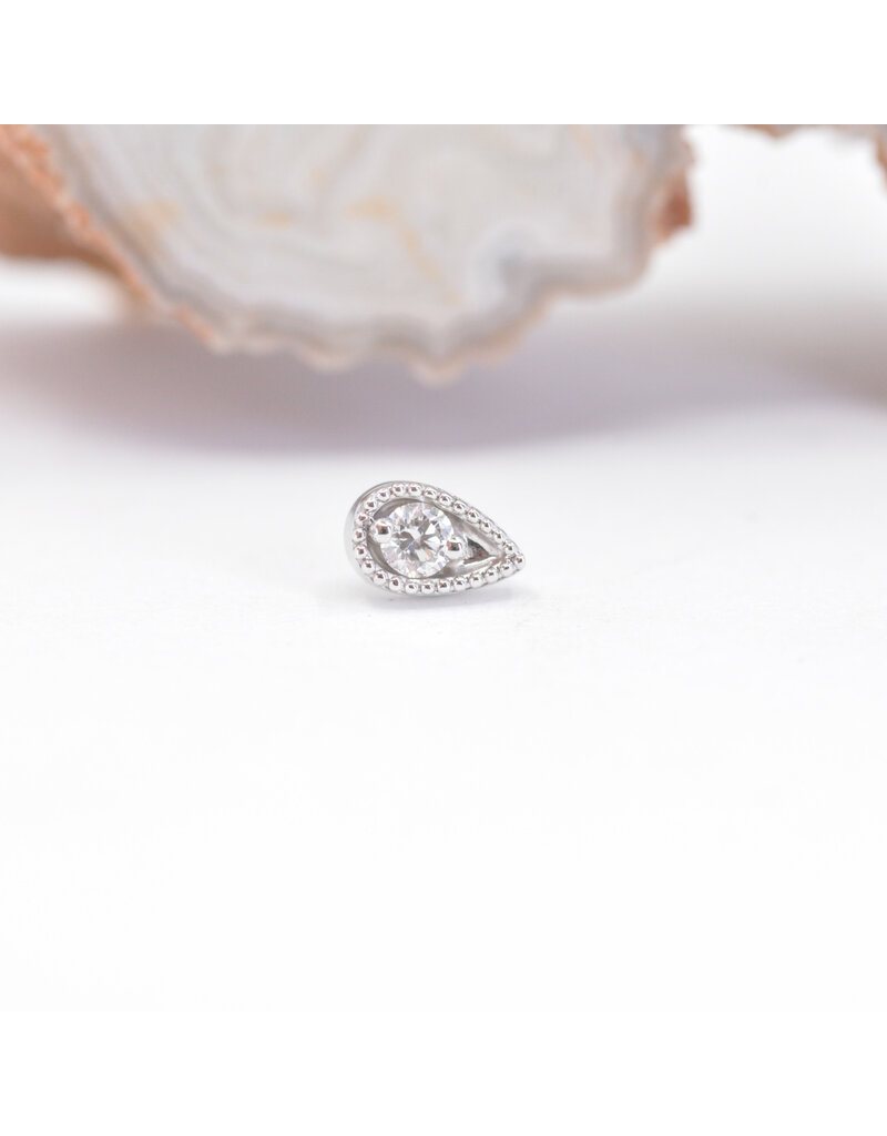 BVLA Pear Harlequin with Diamond in 14k Gold Threadless Ends by BVLA!