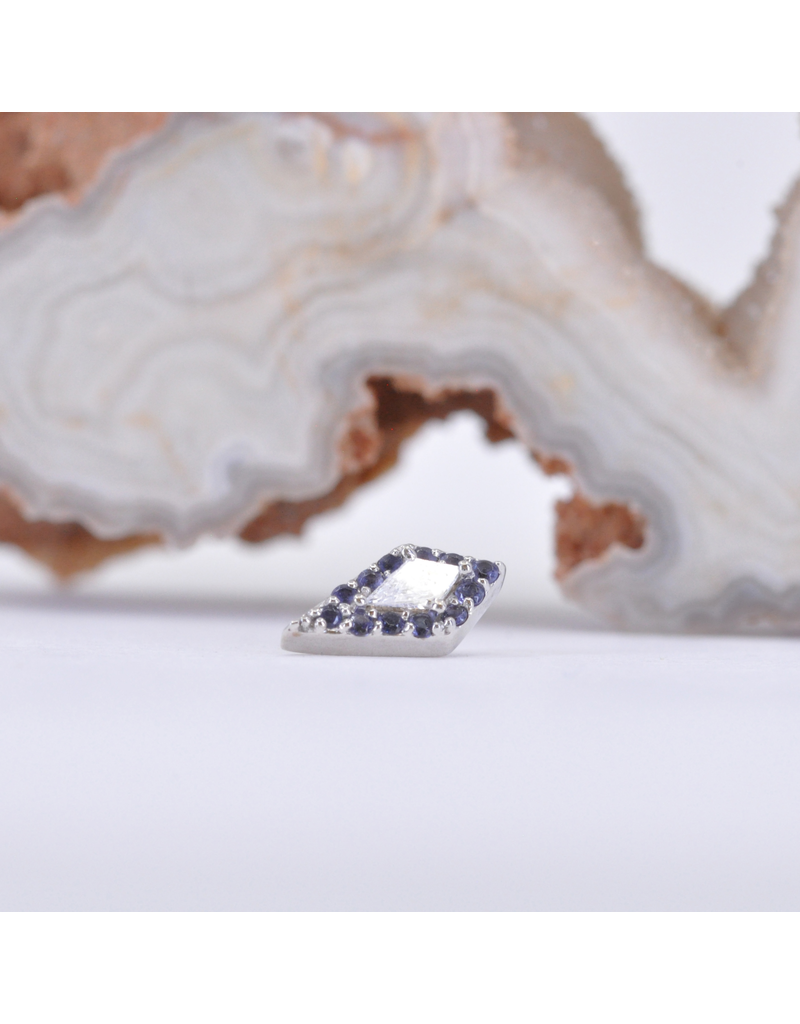 BVLA Avalon with Genuine VS Diamond and Iolite in 14k White Gold 16g Threaded End by BVLA!