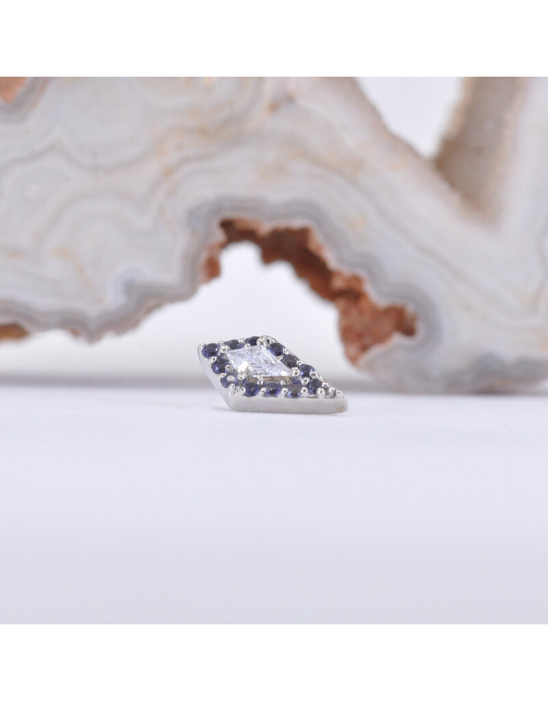 BVLA Avalon with Genuine VS Diamond and Iolite in 14k White Gold 16g Threaded End by BVLA!