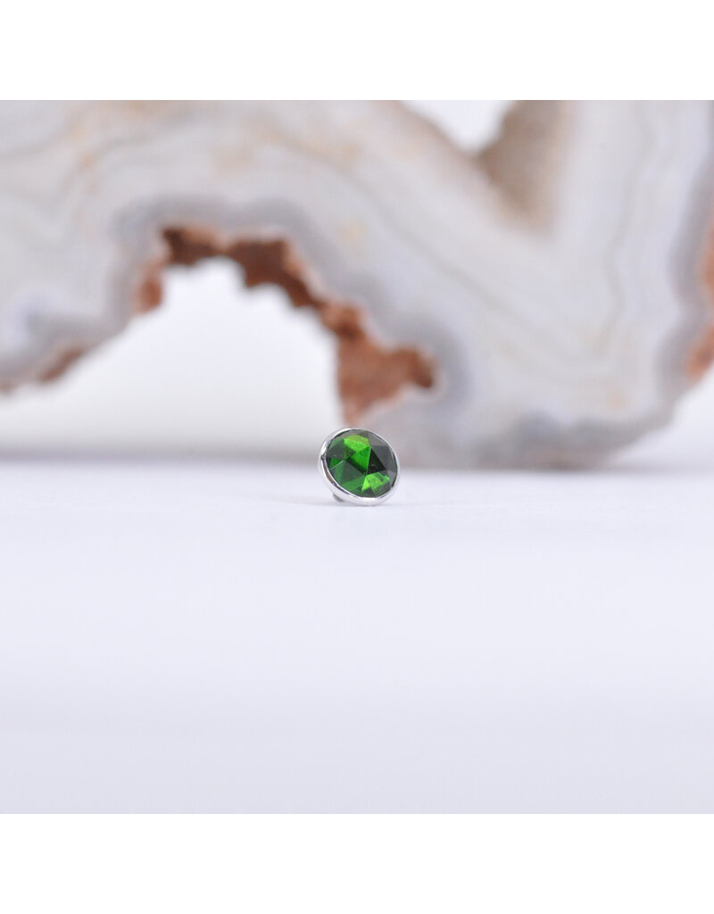 BVLA 3mm Cup with Rose Cut Green Tourmaline in 14k White Gold 16g Threaded End