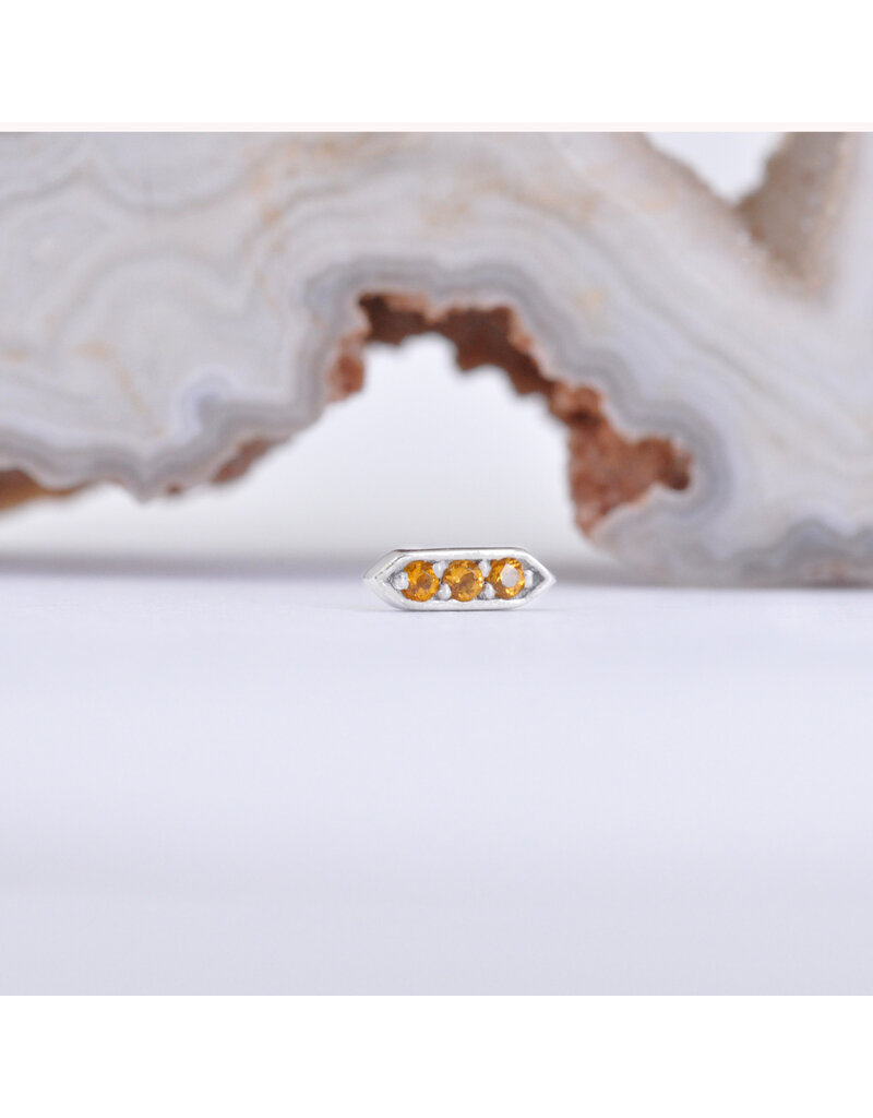 BVLA Sillan with Citrine in 14k White Gold 16g Threaded End