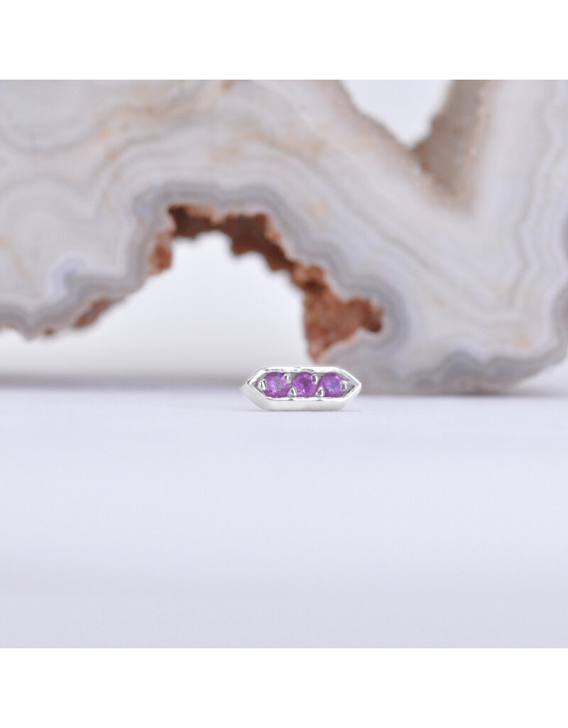 BVLA Sillan with Hot Pink Sapphire in 14k White Gold 16g Threaded End