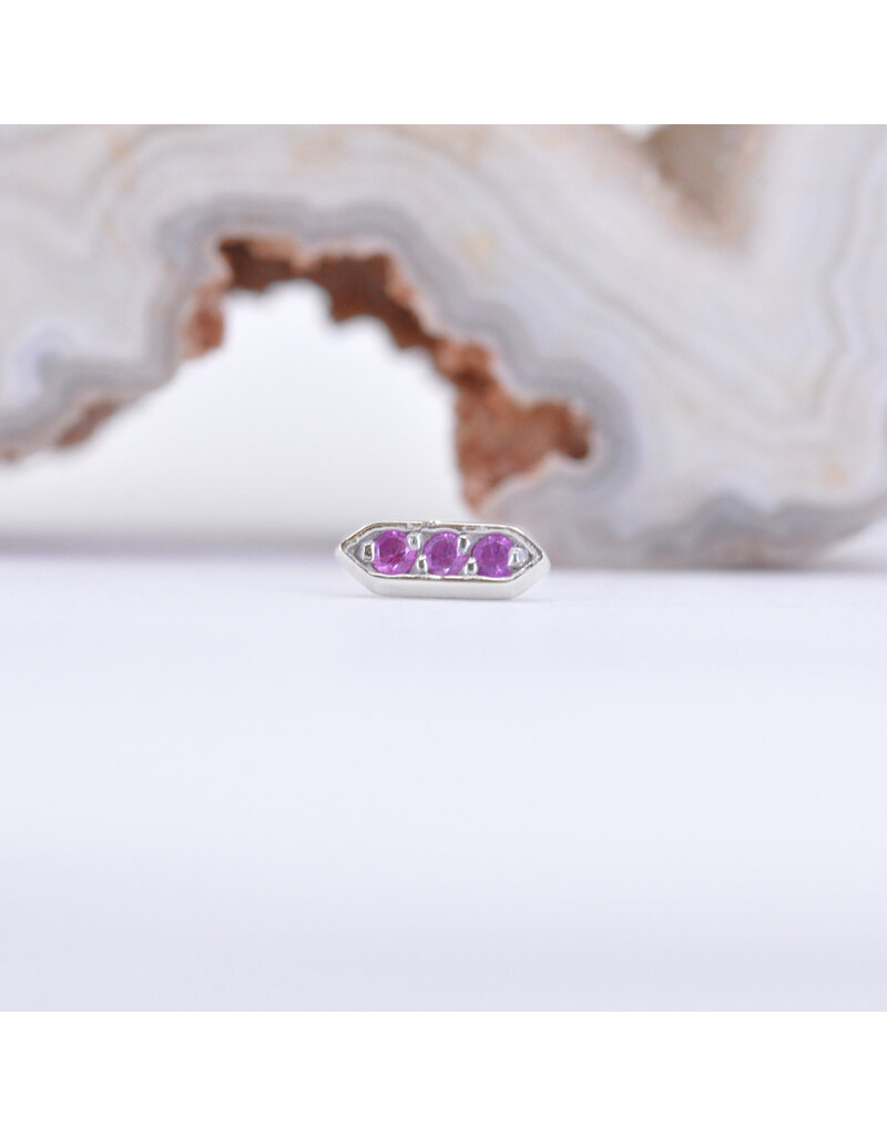 BVLA Sillan with Hot Pink Sapphire in 14k White Gold 16g Threaded End
