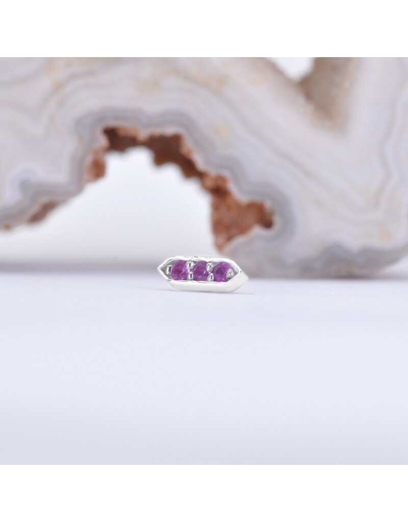 BVLA Sillan with Hot Pink Sapphire in 14k White Gold 16g Threaded End